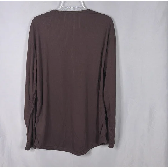 BYLT Premium Basics Long Sleeve Shirt Mens XL Plum Ribbed Tee Crew Neck - Picture 2 of 7